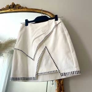 Superdown Studded White Mini Skirt